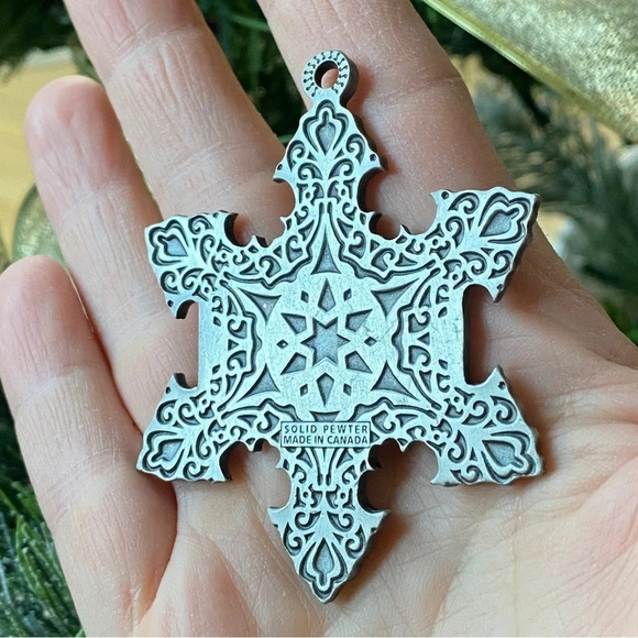 Pewter Christmas Holiday Snowflake Ornament - Picture 4 of 6